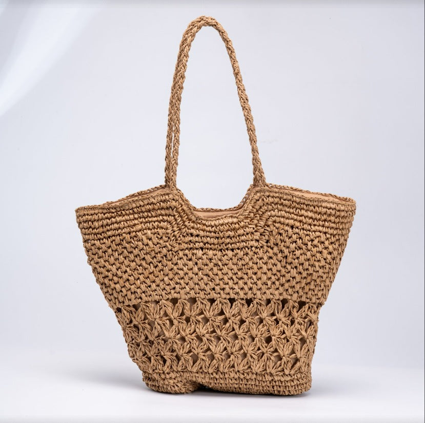 Geräumige Handgewebte Strandtasche mit Transparentem Akzent Brehn