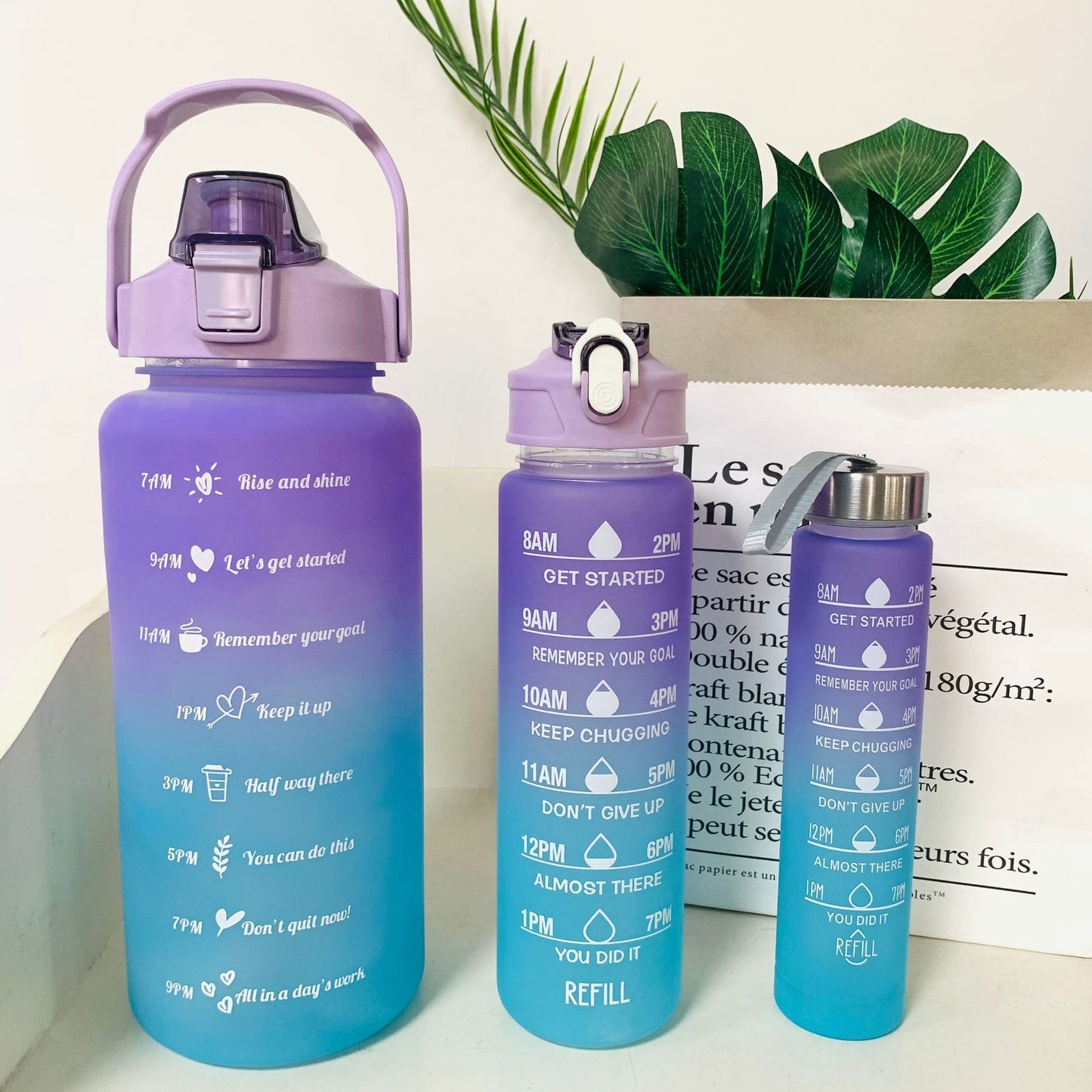 Unisex Motivierende Wasserflasche mit Zeitmarkierungen Brehn