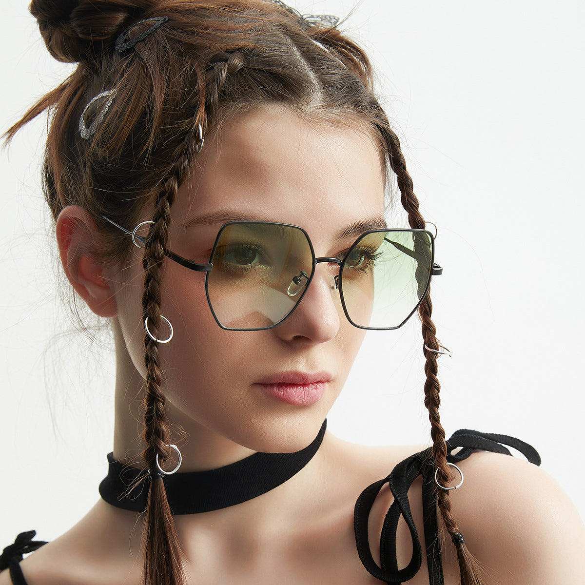Damen modische hexagonale Sonnenbrille mit UV-Schutz Brehn