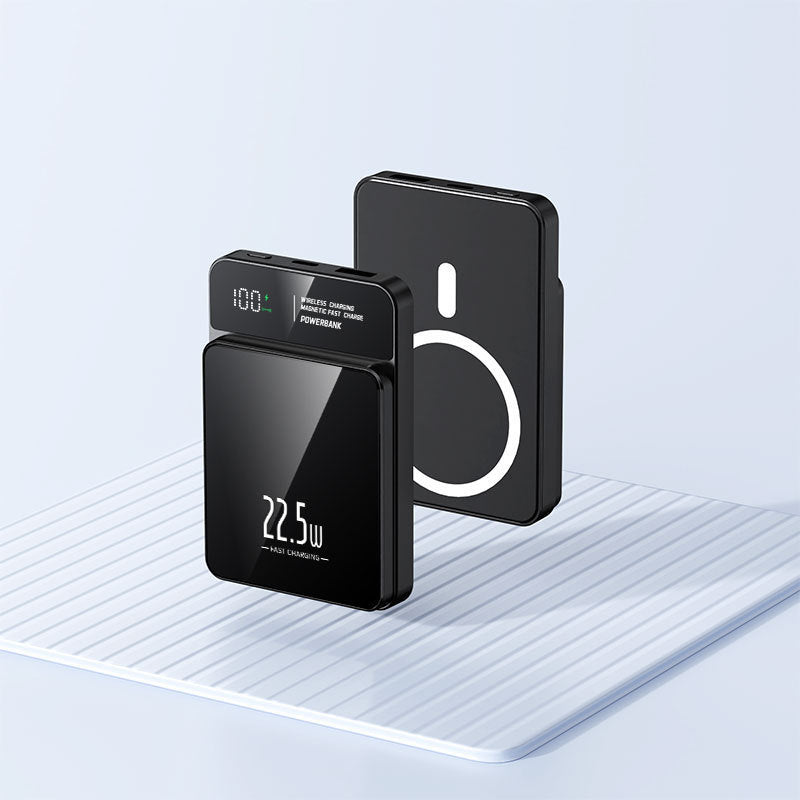Tragbare Powerbank mit kabelloser Ladefunktion und digitalem Temperaturdisplay Brehn