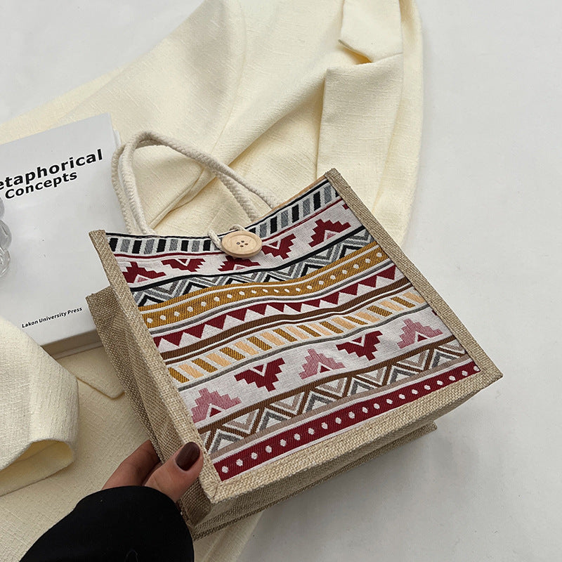 Ethnisch gemusterte Canvas Einkaufstasche