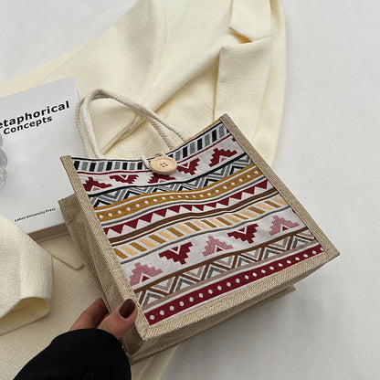 Ethnisch gemusterte Canvas Einkaufstasche