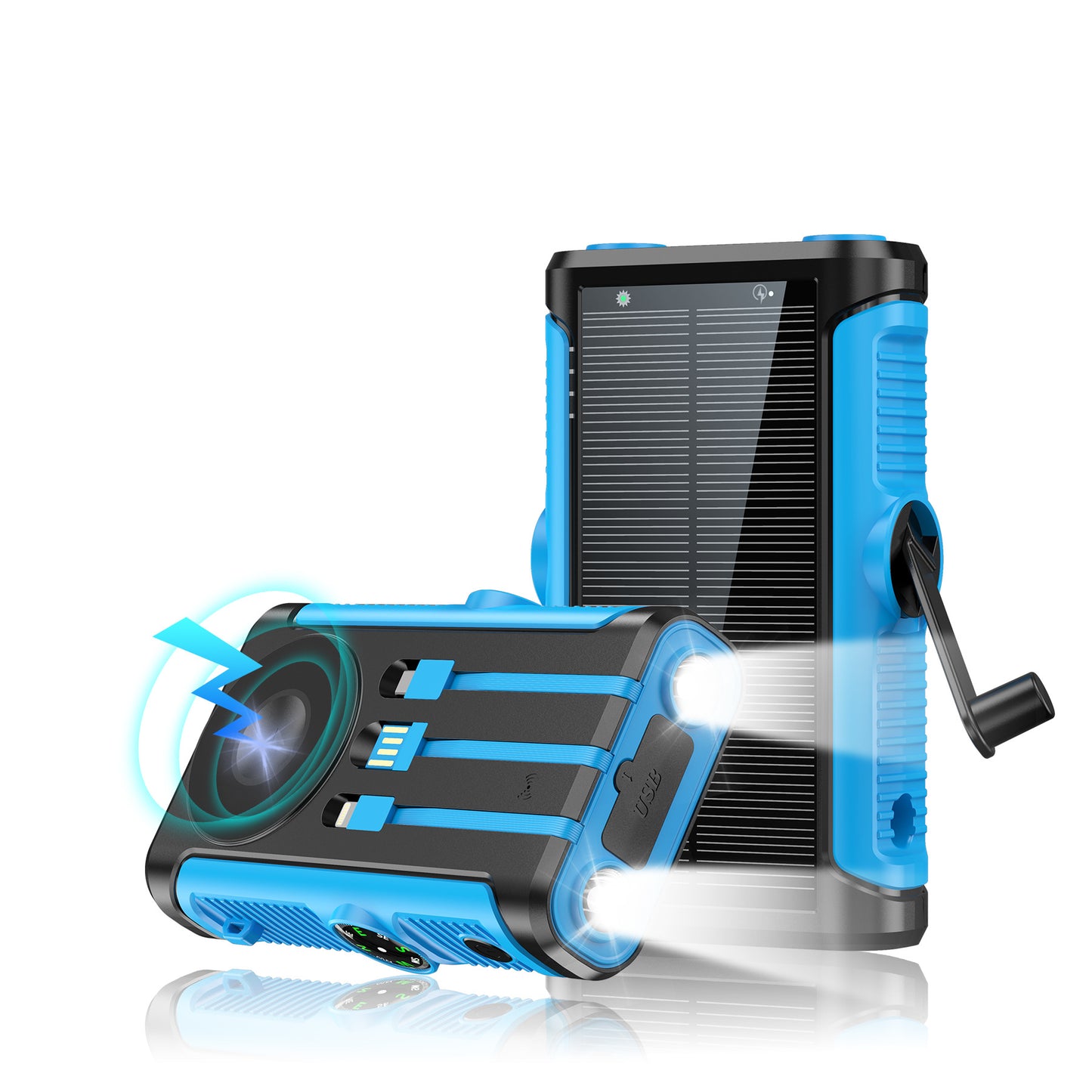 Multifunktionale Solar Powerbank mit Handkurbel Brehn