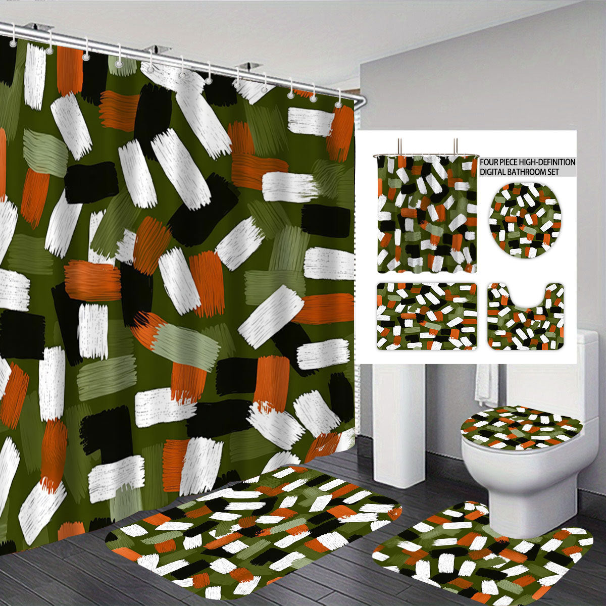 Bold Brushstroke Muster Vier-teilige Badezimmer Set Brehn