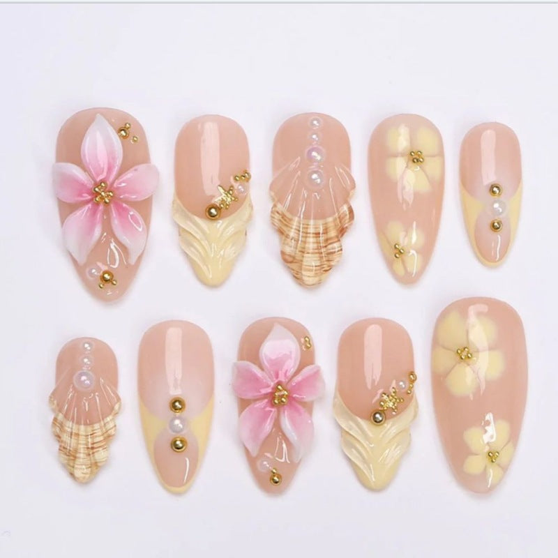 Dekorativer Floral Press-On Nagelset Brehn