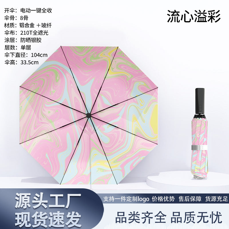 Damen automatischer Falt-Regenschirm mit marbled Design Brehn