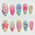 Kunstnagelset mit buntem Blumen- und Strandmotiv Brehn