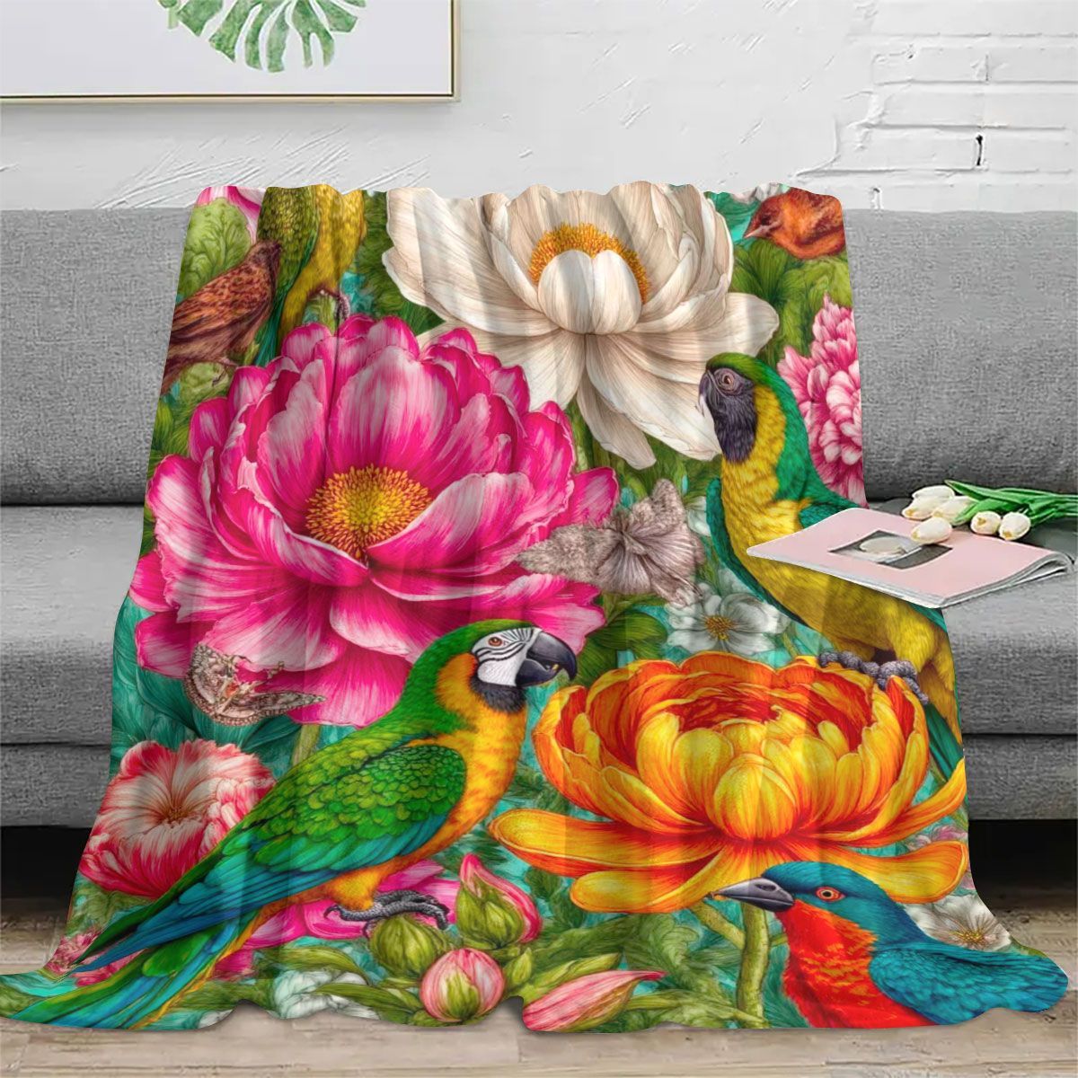 Blumenmuster Fleece-Decke