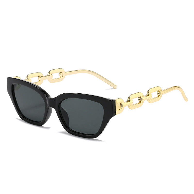Damen modische Cat-Eye Sonnenbrille mit luxuriösem Kettenrahmen Brehn