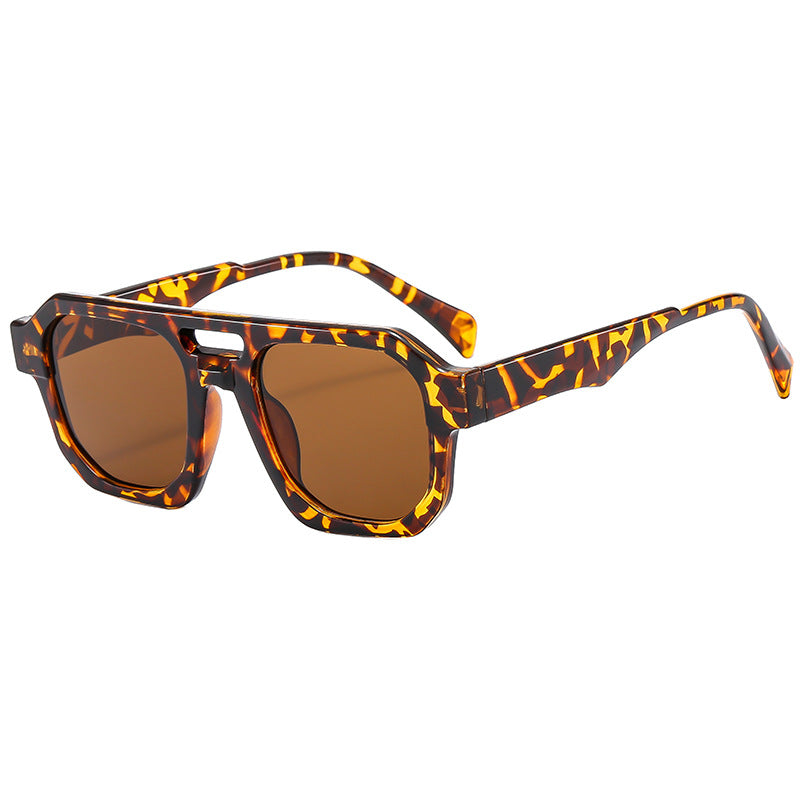 Damen exklusive polygonale Sonnenbrille mit luxuriösem Schildpatt-Muster Brehn