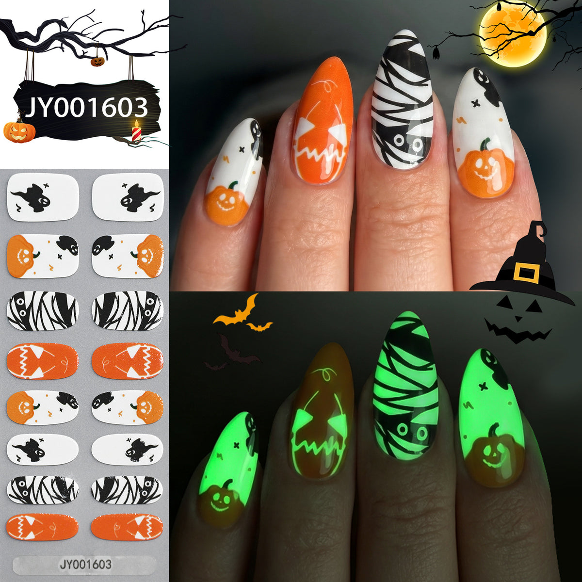 Halloween-Themen Glow-in-the-Dark Nagel-Wraps