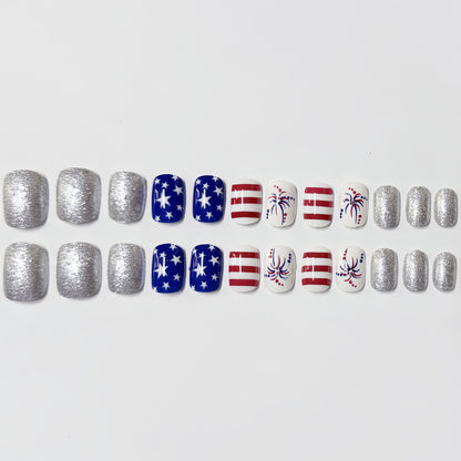 Patriotisches Themen-Press-On-Nagelkunst-Set Brehn