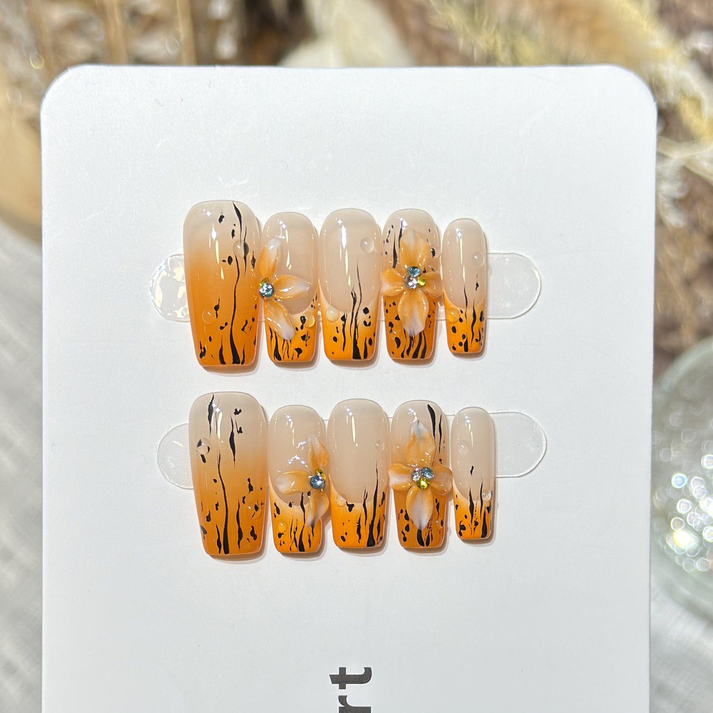 Blumiger Ombre Press-On Nagelset Brehn