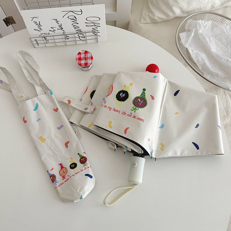 Damen Faltbarer Regenschirm mit verspielten Cartoon-Motiven Brehn