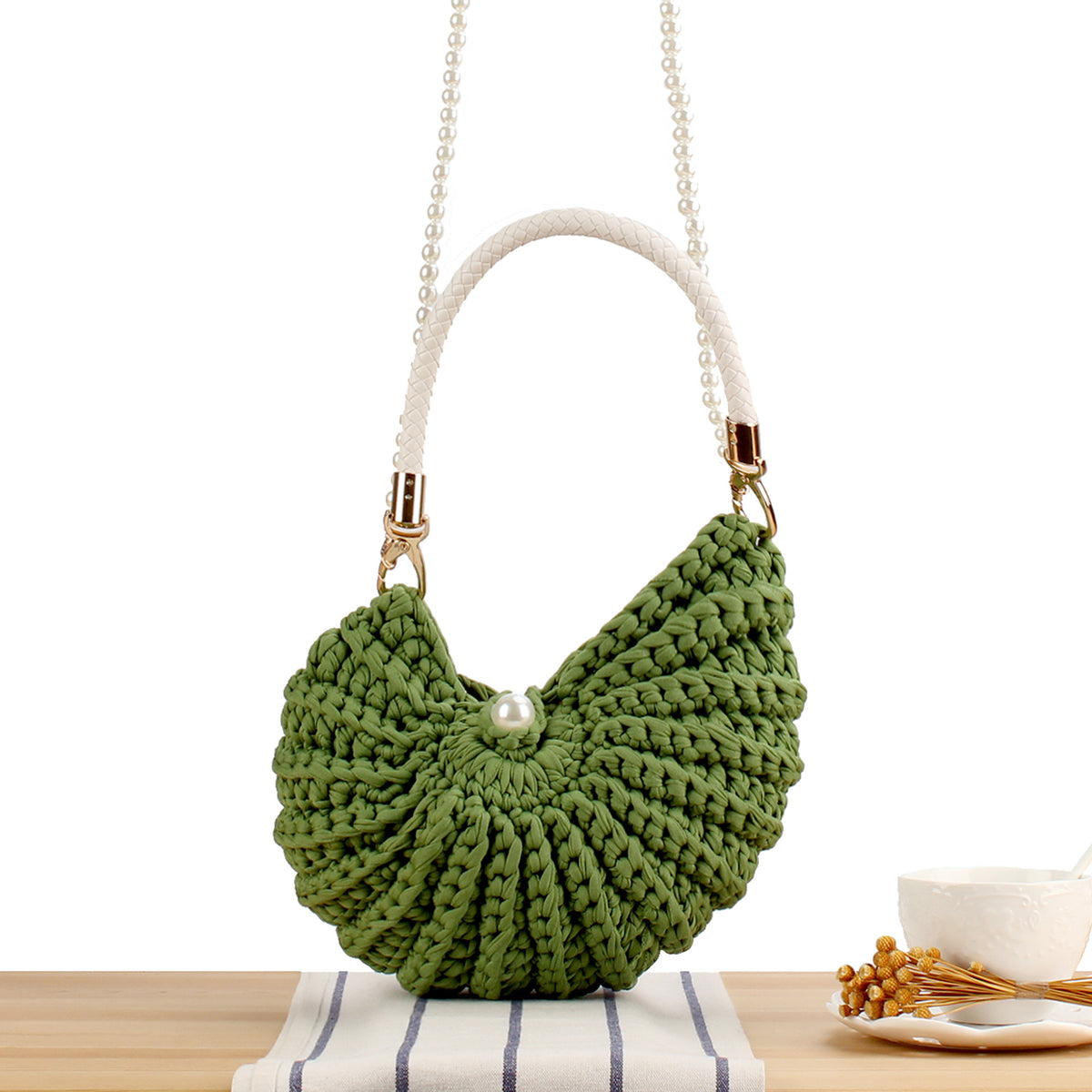 Abendtasche mit Perlverziertem Griff Brehn
