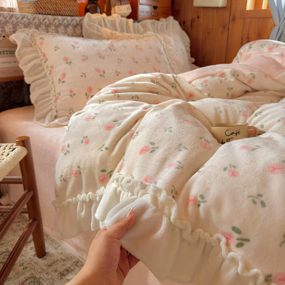 Plüsch Floral Sherpa Wurfdecke