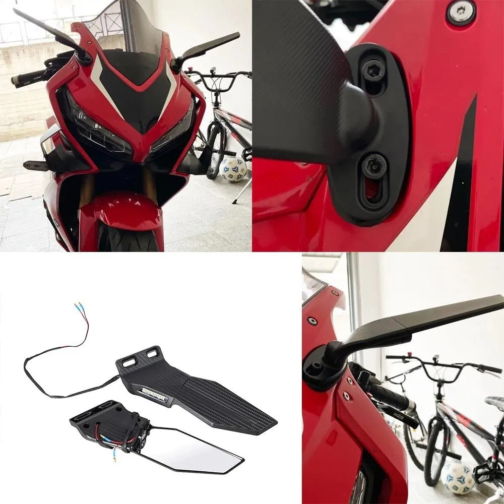 Motorrad Rückspiegelset mit Integriertem LED-Blinker Brehn