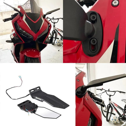 Motorrad Rückspiegelset mit Integriertem LED-Blinker Brehn