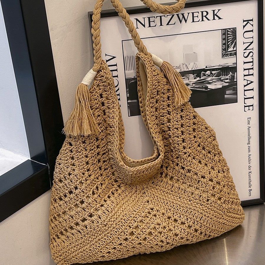 Handgeknüpfte Strandtasche mit Quasten Brehn