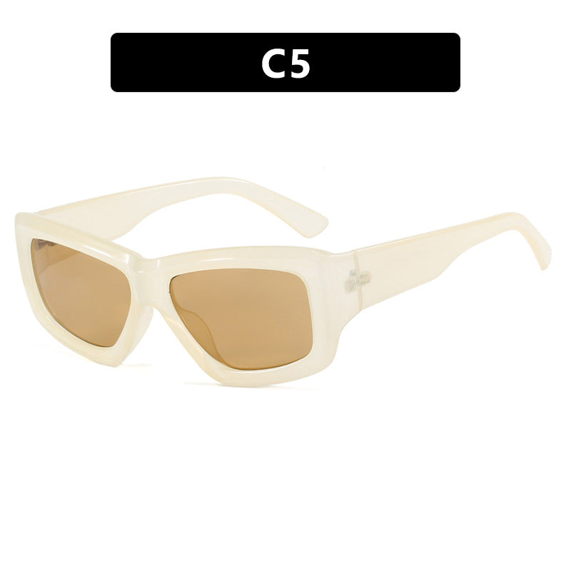 Damen trendige quadratische Sonnenbrille mit transparentem Rahmen und komfortablen Gläsern Brehn