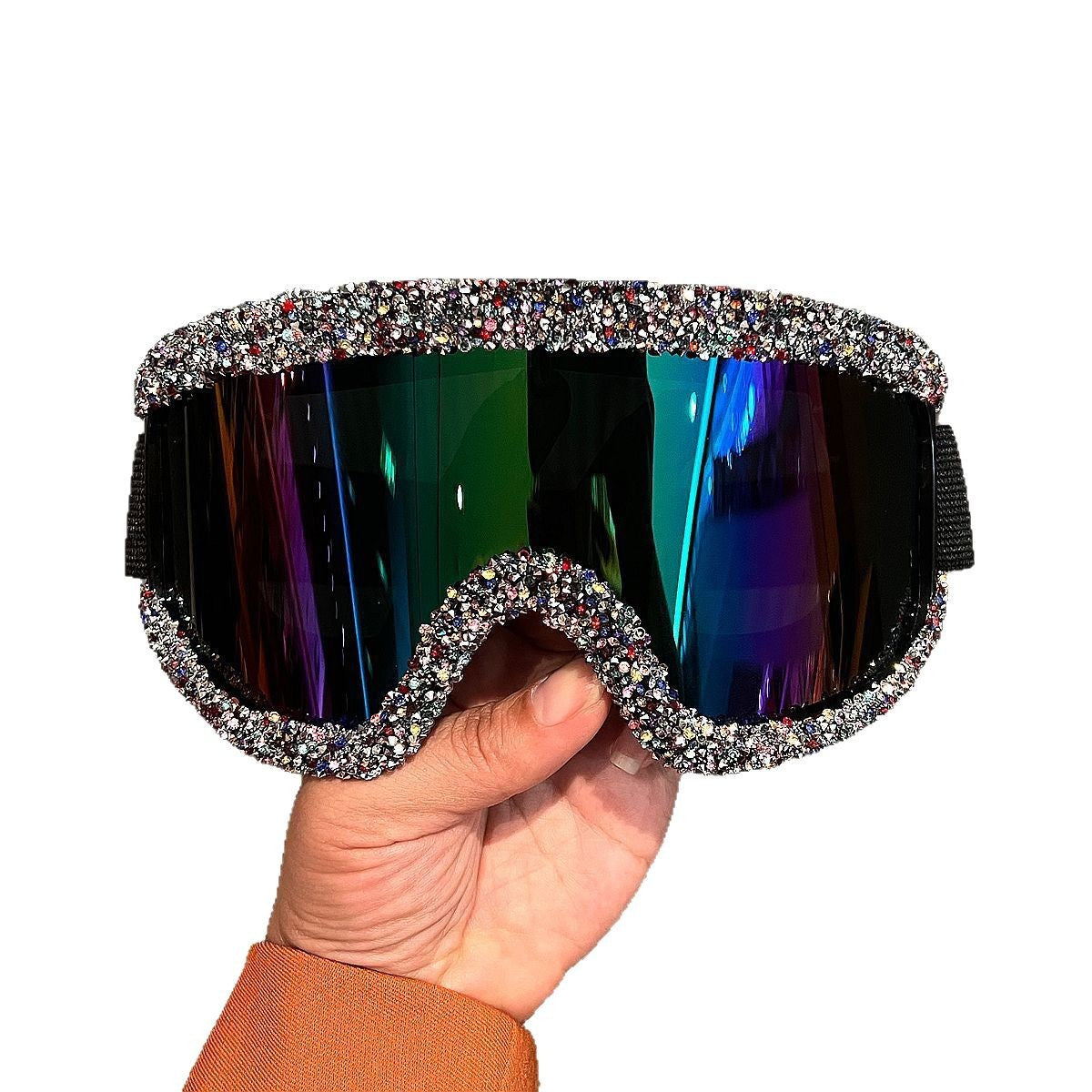 Damen glamouröse Skibrille mit funkelndem Kristallrahmen Brehn