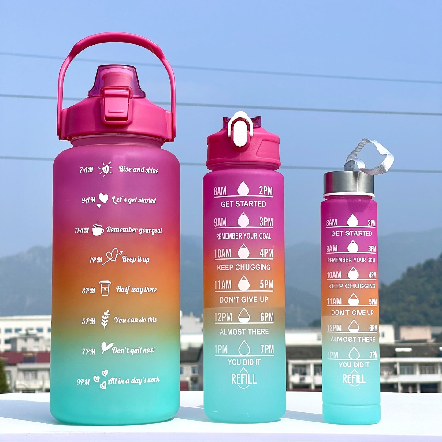 Unisex Motivierende Wasserflasche mit Zeiteinteilung Brehn