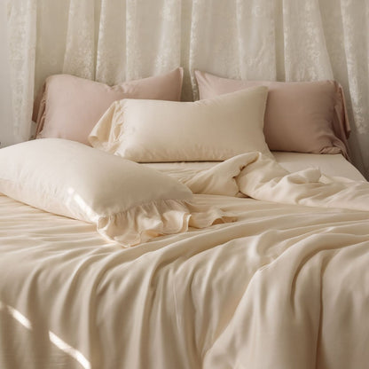 Seidiger Baumwoll-Satin-Duvetbezug-Set mit temperaturregulierendem Klima-Finish