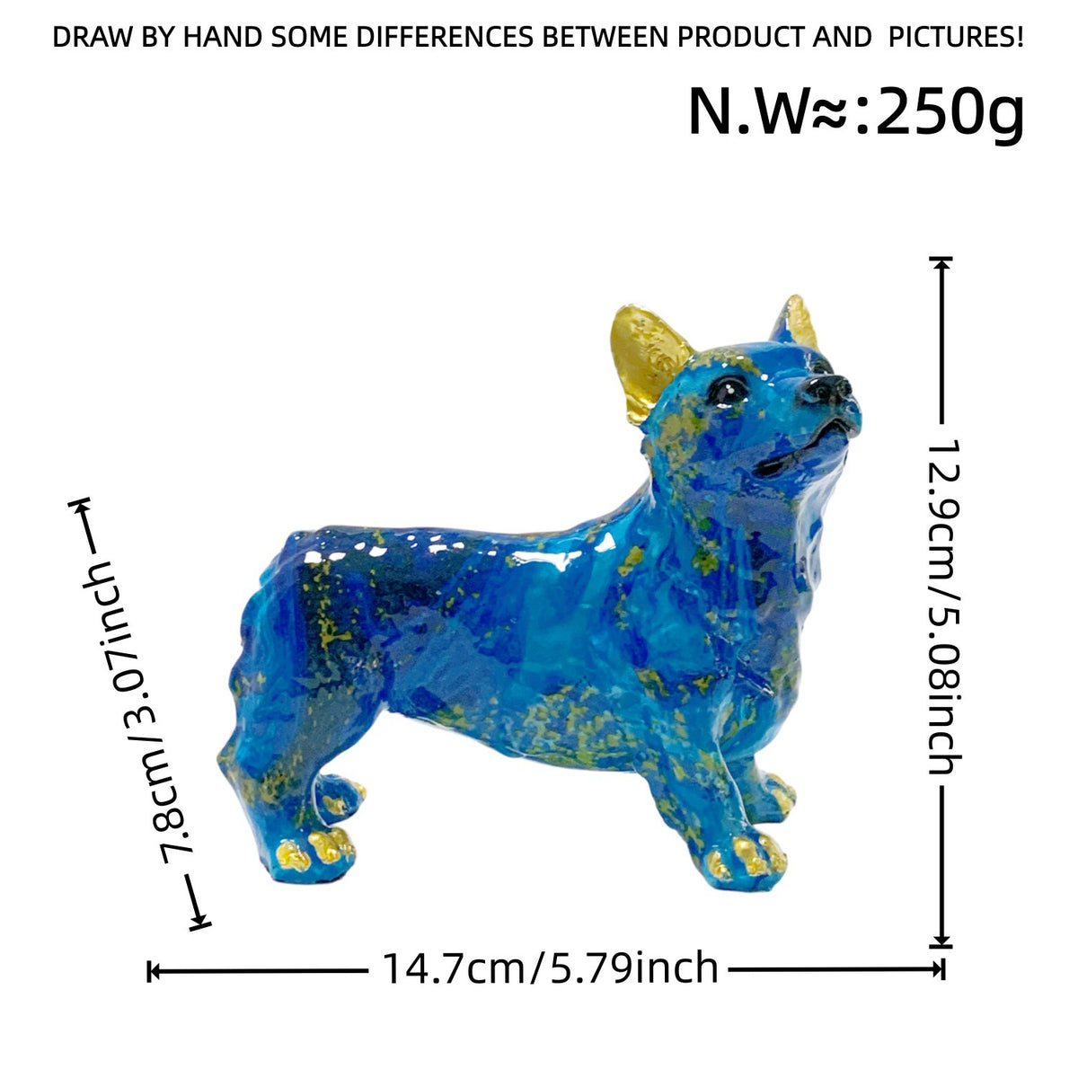 Bunte Dekofigur eines Welsh Corgis Brehn