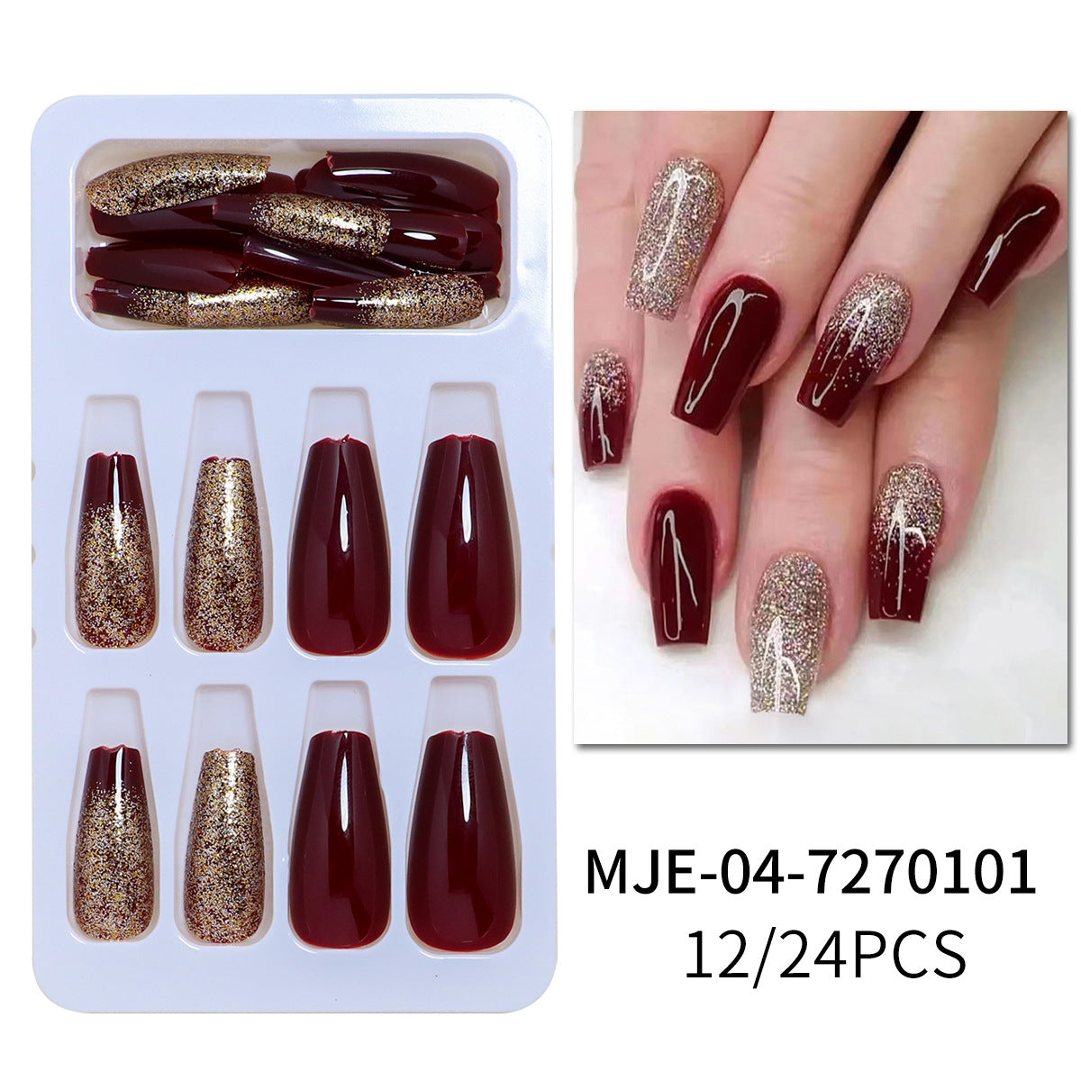 Glitzernde Press-On Nagel Set Brehn