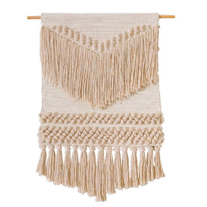 Gewebter Boho-Wandbehang mit Makramee-Fransen und handgearbeitetem Strukturrelief Brehn