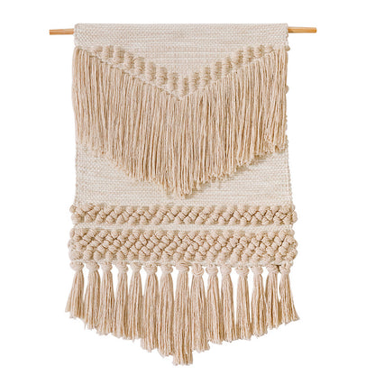 Gewebter Boho-Wandbehang mit Makramee-Fransen und handgearbeitetem Strukturrelief Brehn