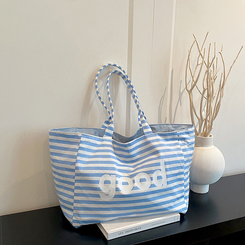 WoSpacious Canvas Strandtas Brehn