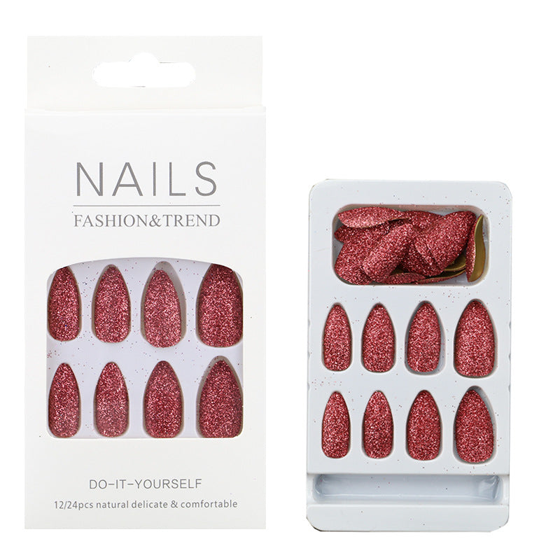 Glitzernde mandelförmige Press-On Nagelspitzen Brehn