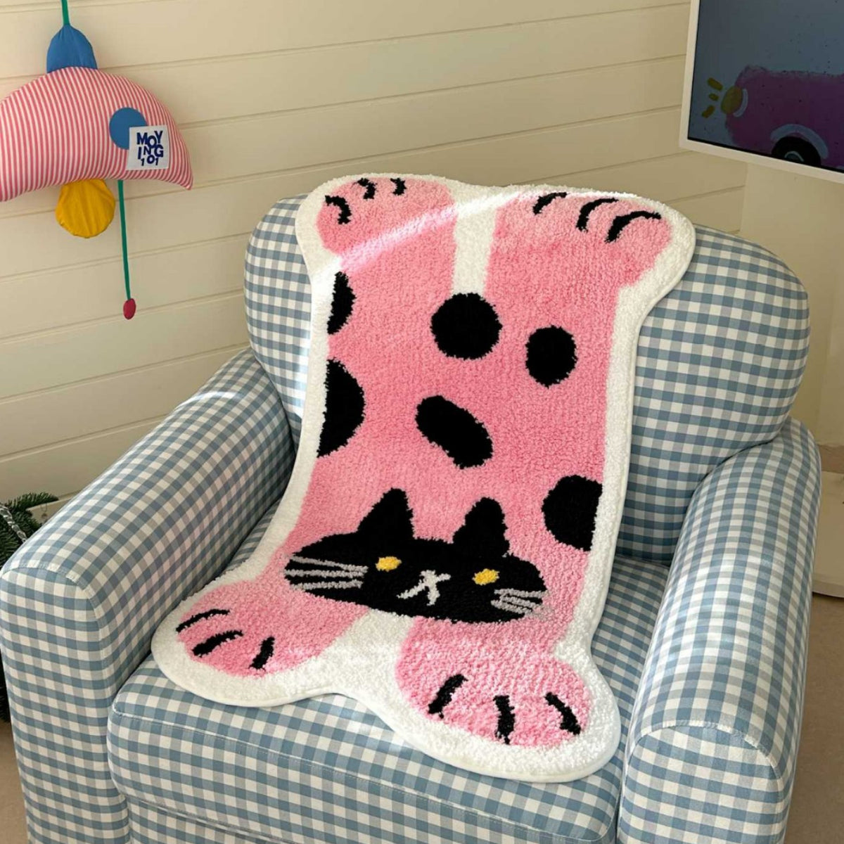 Kinderzimmer-Teppich Bärenform aus weichem Chenille mit rutschfester Unterseite
