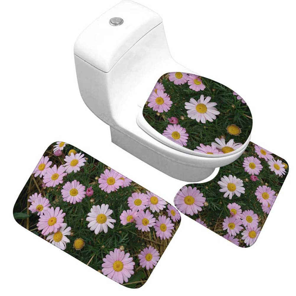 Blumenmuster Toilettenteppich Set