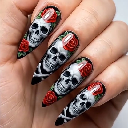 Gothic Skull und Rose Nail Art Set Brehn