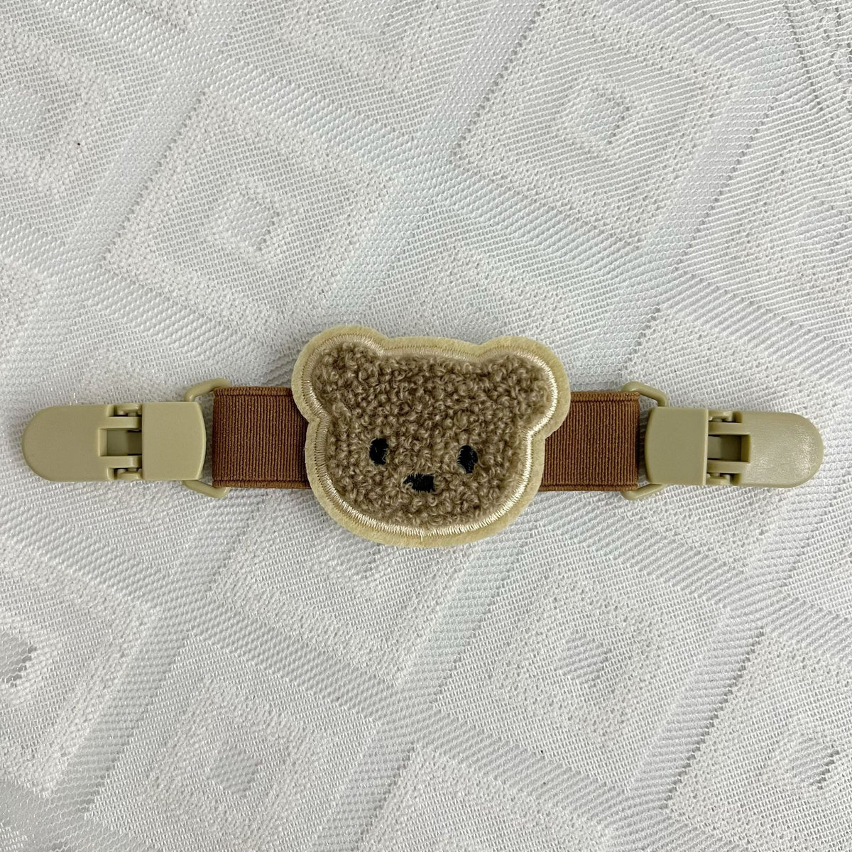 Plüsch Teddy Schnullerclip mit Sicherheitsverschluss und elastischem Band
