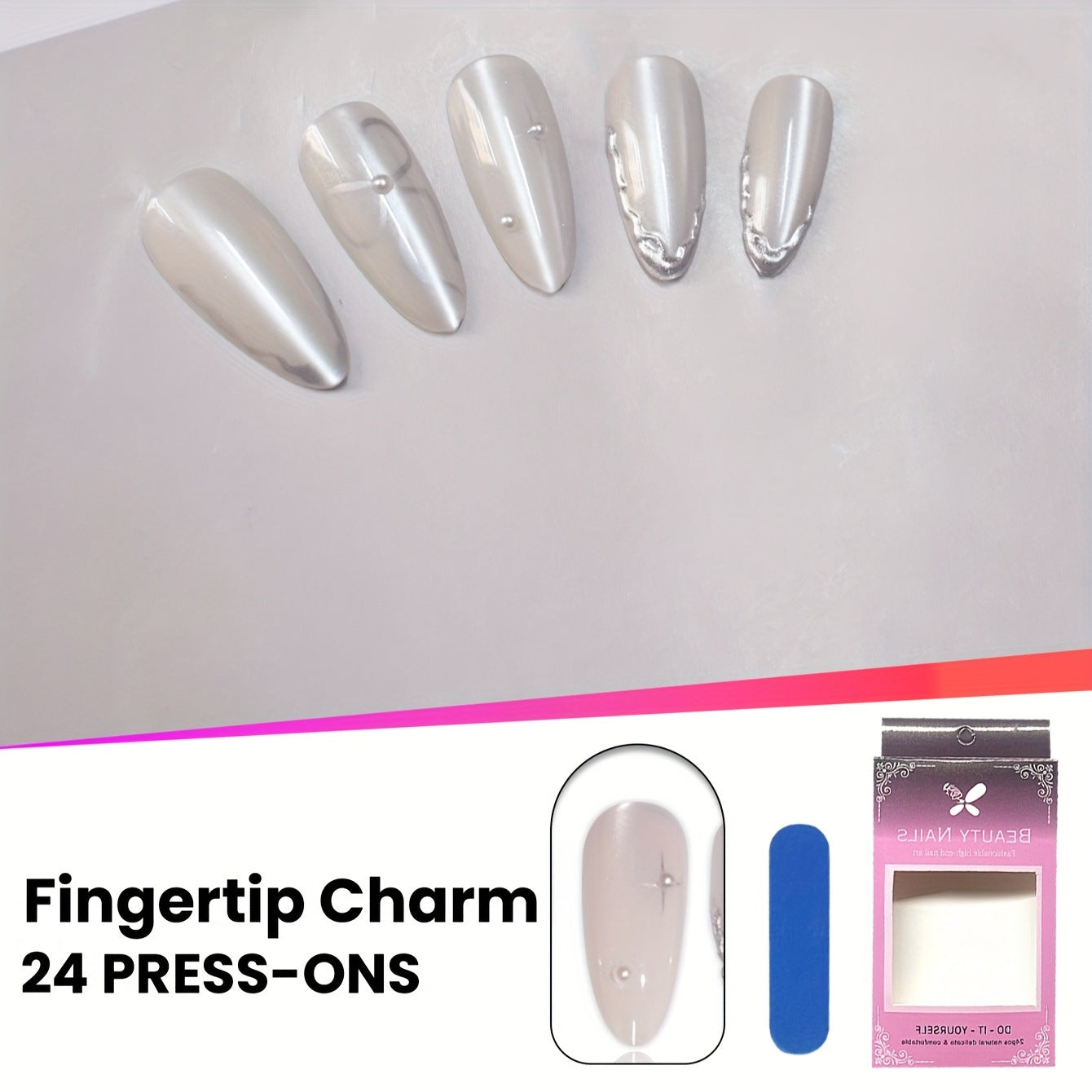 Elegante Press-On Nagelkunst mit floralen Akzenten Brehn