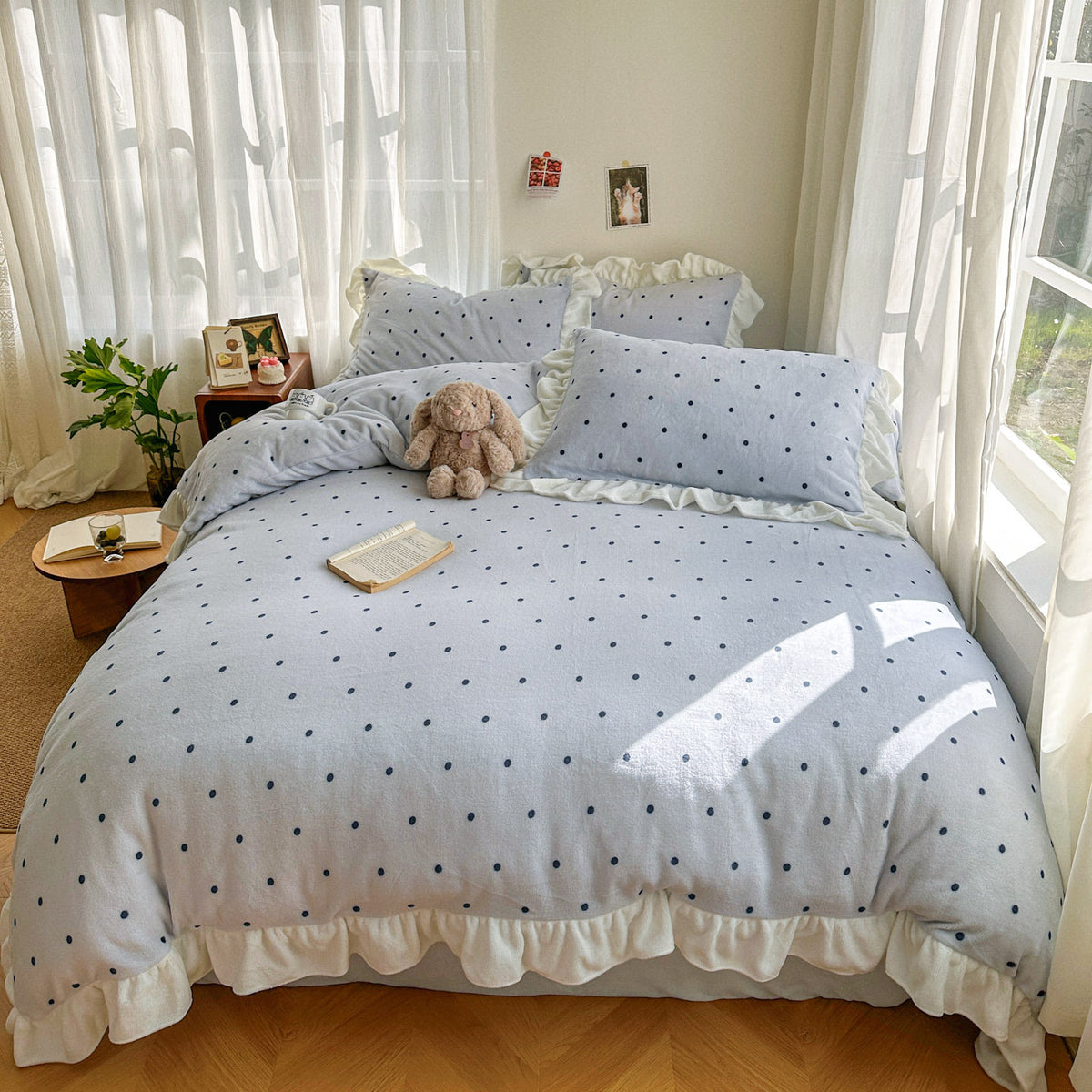 Polka Dot Plüsch Bettwäsche Set
