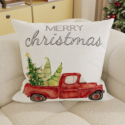 Festive Buffalo Plaid Santa Face Decorative Pillow Cover with Concealed Zipper