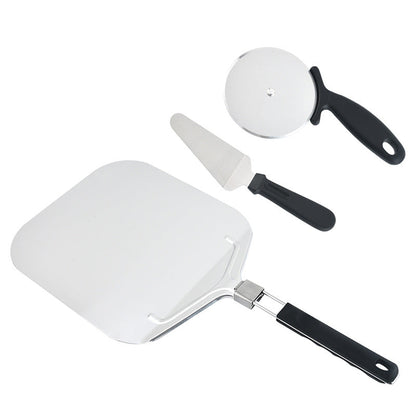 lange Griffe perforierte Pizzaschaufel Set mit Holzgriff Edelstahl Schneider und Dreieckserver Brehn