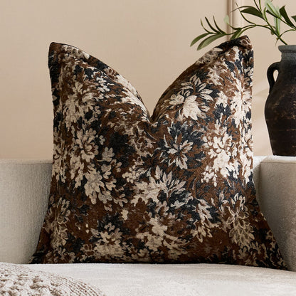 Übergroßes Jacquard Blumen Velours Kissenbezug mit verdecktem Reißverschluss