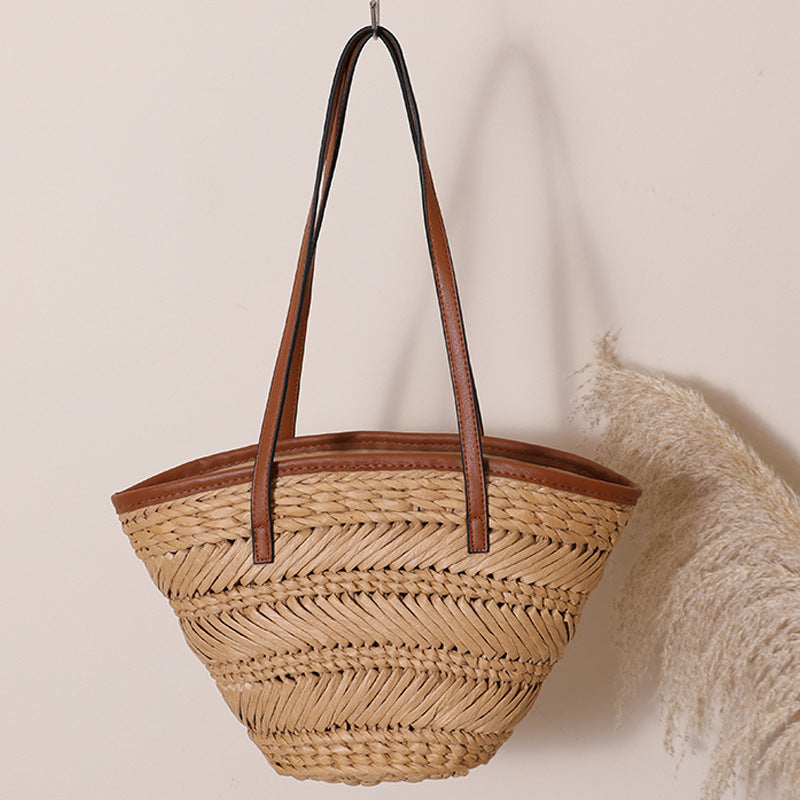 Damen Korb-Handtasche mit stilvollen Lederakzenten Brehn