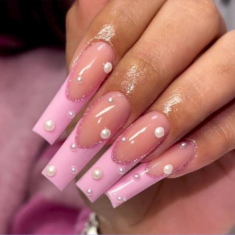 Perlenakzent Lange Stiletto Nagelverlängerungen