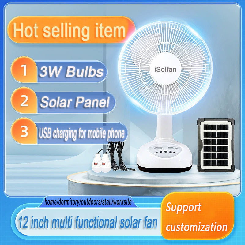 Damen tragbarer Solarbetriebener Ventilator mit integrierter LED-Beleuchtung Brehn