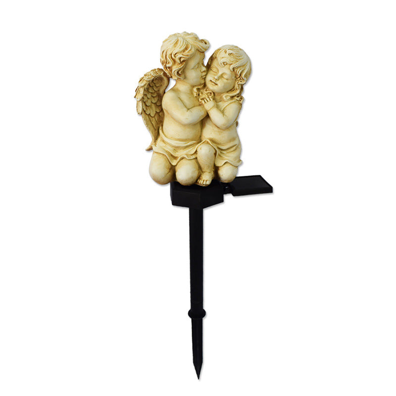 Dekorative Solar-Gartenstecker Statue Harz Mädchen Figur mit integriertem Solar-LED und wetterfestem Spike Brehn