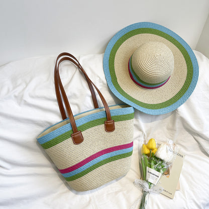 Bunte Strohtasche Strandtasche Brehn