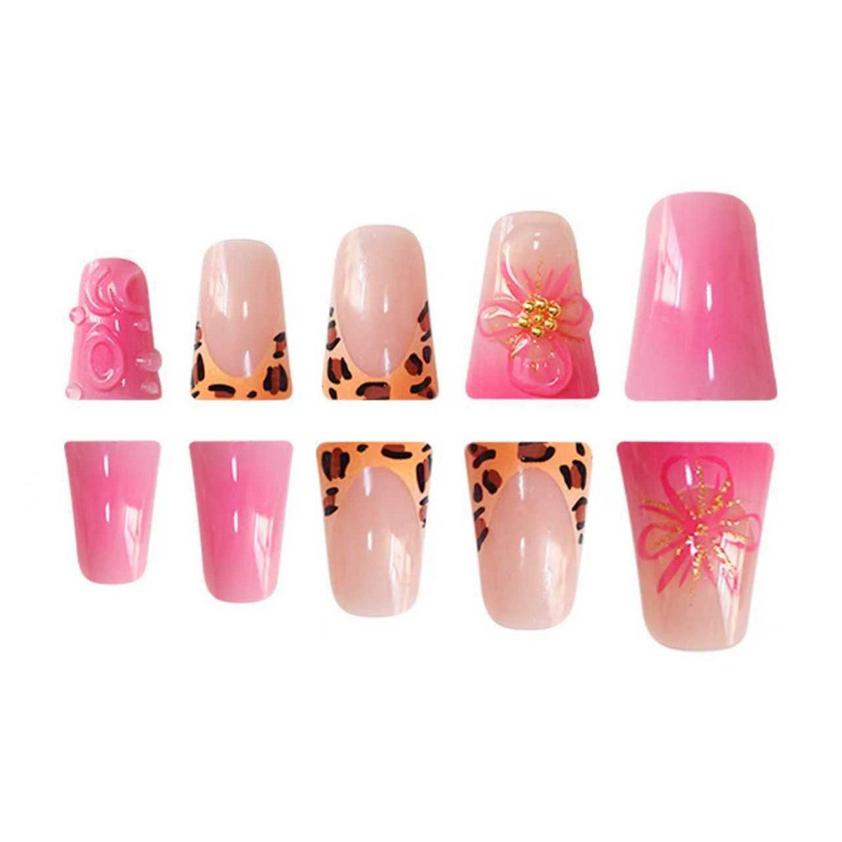 Dekorative Press-On Nagelerweiterungen mit floralen Akzenten Brehn