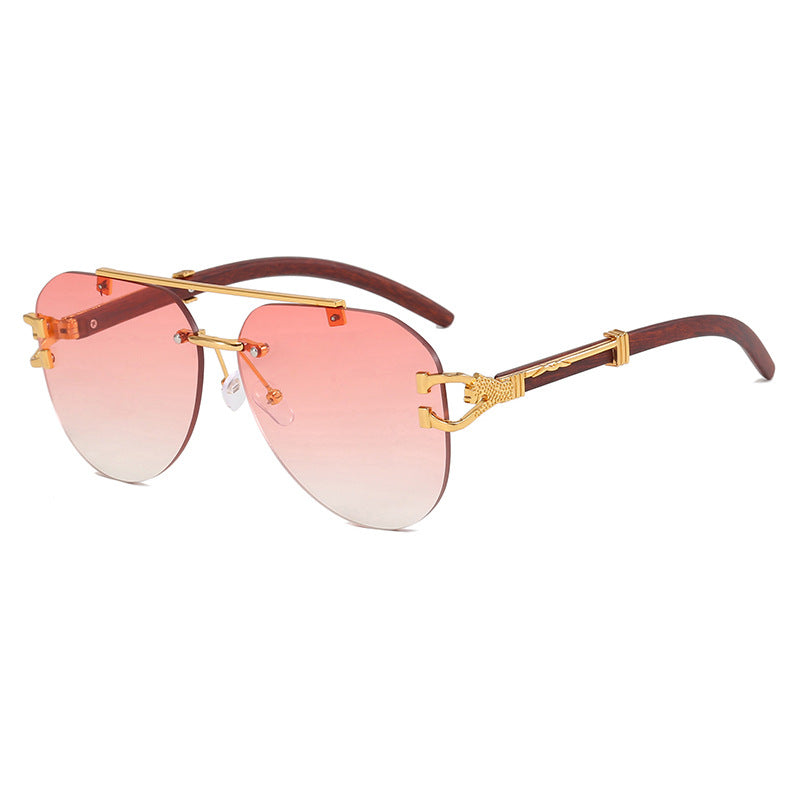 Damen modische Piloten-Sonnenbrille mit luxuriösen Metallakzenten und Holzdetails Brehn