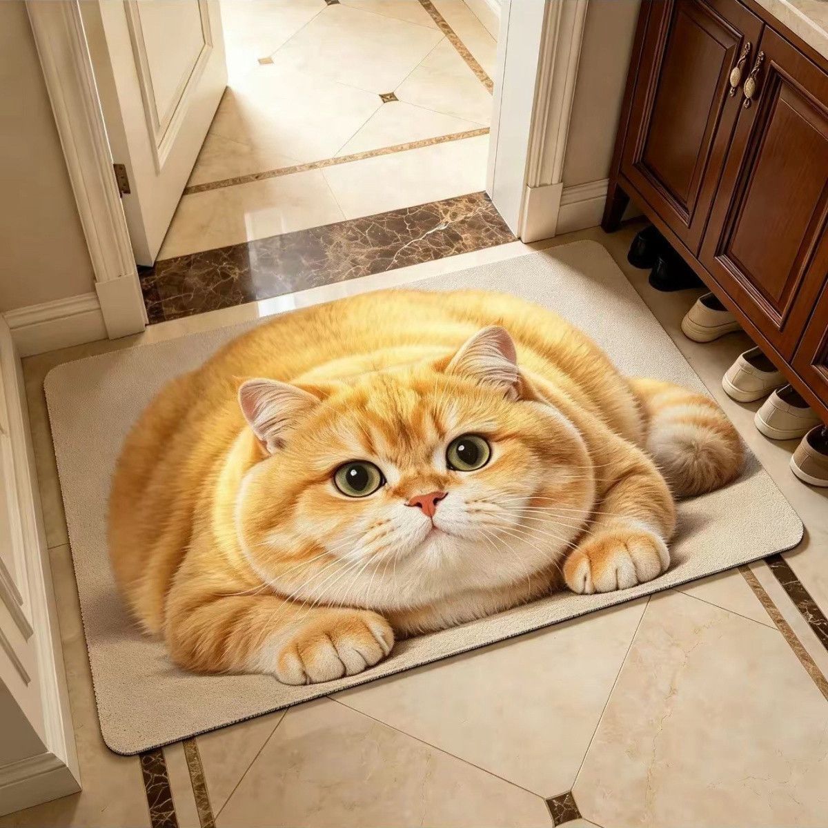 Niedlicher katzenmotiver Plüsch-Teppich
